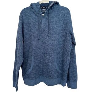 L.L. Bean Men's Waffle Knit Blue Hoodie Size Large